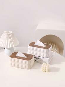 1个现代简约INS风纸巾盒 - 大容量便携式纸巾盒，带木质盖，桌面纸巾收纳架。家居装饰，浴室装饰。适用于浴室、办公室、客厅、卧室、咖啡厅、高档餐厅。圣诞节、婚礼、感恩节、万圣节、国庆节、新年、母亲节、开学季等场合适用。 - 彩色 - 查看 3