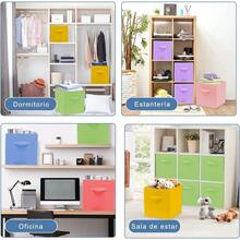 Cajas de Almacenamiento de Cubos de Tela Resistente con Asas, Cajas de Almacenamiento Plegables de , Organizadores de Ropa y Papeleras para Dormitorio, Armario y Estanterías - 1 - Ver 4