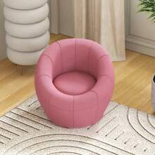 HOMCOM Swivel Chair, Plush Single Chair With Load Capacity Up To 120kg, Pink, Ideal For Living Room And Relaxation