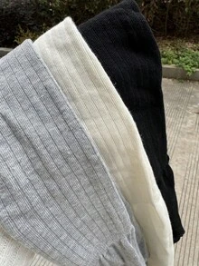 3 đôi tất dài đến đầu gối kiểu Y2K dành cho phụ nữ mang thai, màu đen/trắng/xám/kaki, chống trơn trượt và không bó sát, chất liệu mỏng, thích hợp cho mùa xuân và mùa thu. - Nhiều màu - Xem 8