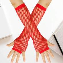 Ein Paar modische europäisch-amerikanische Fischnetz-Elastik-Hohlhandschuhe, geeignet für Partys, Etikette und Festivals