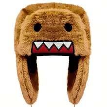 Winter Plush Cartoon Character Hat With Detachable Ear Flaps - Stretchy Beanie For Men & Women, Warm Adjustable Cold Weather Cap, Cute Birthday Gift Novelty Accessory, Winter Hat, Cold Weather Gear, Soft Texture - 棕色 - 查看 9