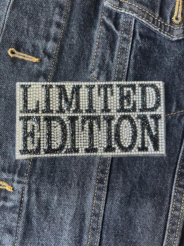 Limitierte Auflage Patches, Wasser-Kristall Englische Buchstaben Bügelapplikationen mit Heißschmelzklebstoff Rückseite für Accessoires, Taschen, Hüte, DIY Bekleidungszubehör