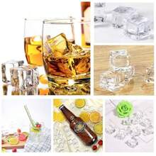 100PCS 12mm Lifelike Simulation Acrylic Ice Cubes Artificial Plastic Clear Square Ice Cubes Decorations Realistic Fake Food Models Ornaments For Home Party Tabletop Decoration Photography Prop - 清白 - 查看 6