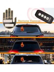 Luz De Gesto De Mano Para Coche, Led Luces De Gesto Con Control Remoto, Decoraciones De Ventanas Trasera Del Coche, Carteles Led De Coche, Led Para Ventana Trasera Del Coche, Divertidos Accesorios De Coche Con 3 Modos - 1 mano - Ver 3
