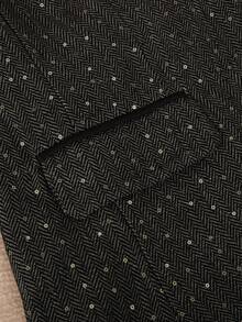 HOMEYEE Sequin Patchwork Contrast Color Lapel Long Sleeve Blouse, Vintage Elegant Casual Resort Business Professional Plus Size Jacket Black Spring - Black - View 3