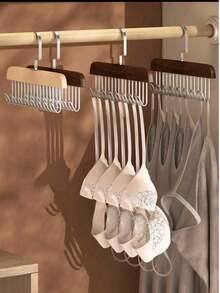 3/1pcs Multi-Functional Wooden Coat Hooks, Clothes Hanger Rack, Closet Storage Organizer With 8 Rotating Hooks, Space Saving For Hanging Shirts, Underwear, Bras, Hats, Ties, Straps, Vests And More. Damage-Free Drying Rack, Essential For Back To School, School Supplies. - Multicolor - View 11