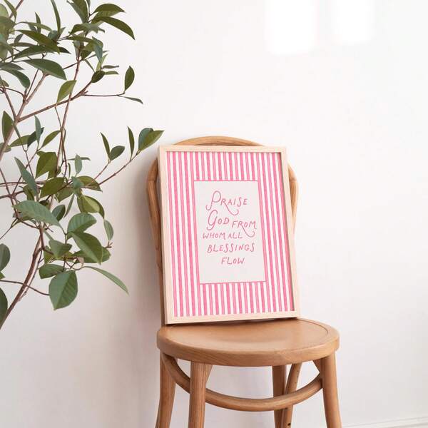 1 Piece Framed Praise God Bible Verse Wall Art Poster Canvas Print With Green Stripes Christian Art Painting Suitable For Apartments, Living Rooms, Bedrooms, Modern Home Decor - Canvas (Optional Frame)