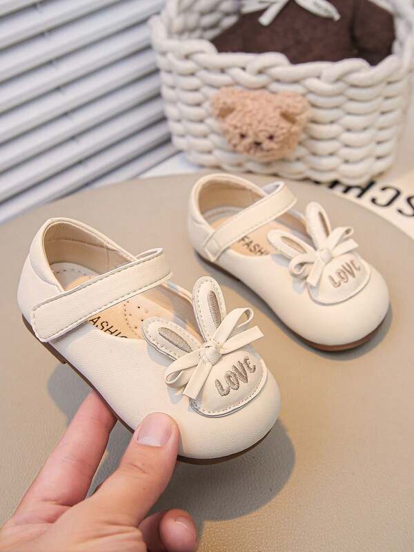 Summer New Girls Rabbit Shoes, Fashion Cartoon Hook And Loop Loafers, Soft Bottom Bow Flats, Breathable Lightweight Versatile Baby Shoes