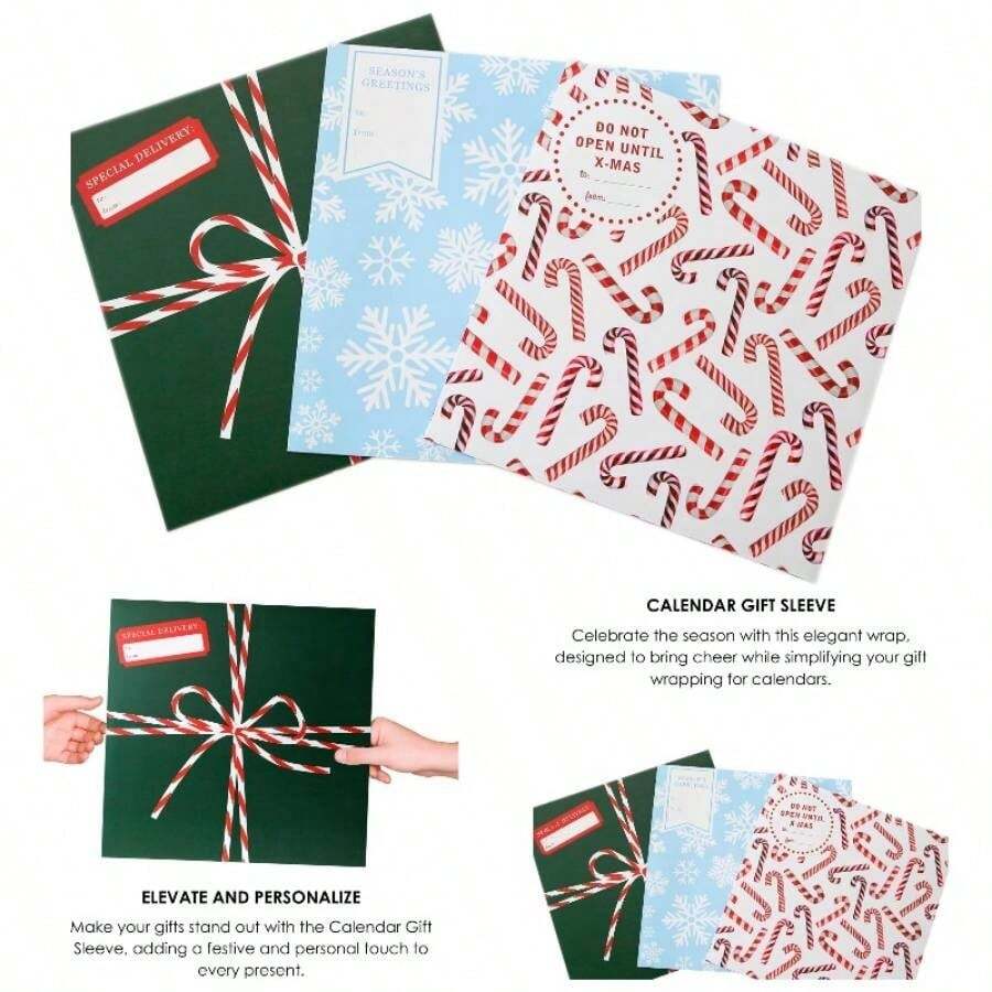 Holiday Calendar Sleeves By, Set Of 3, Wrap Fits Standard 12u201Dx 12u201D Monthly Wall Calendars, Decorative Protective Calendar Cover, Peel And Seal Envelope, 12.5u201Dx 12.5u201D - đa - Xem 1