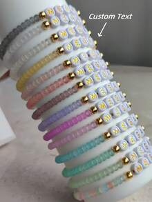 1 سوار شخصي شفاف ملون محبب بتصميم اسم، سوار مطاطي بسيط، قابل للتركيب، هدية شخصية، سوار صداقة، سوار للنساء، سوار متطابق، ملصق اسم شخصي، سوار حبيبات متعدد الألوان، هدية عيد الميلاد، هدية للأم/الأسرة/الأصدقاء، مناسب ليوم الأم، الزفاف، هدية وصيفة العروس، عيد الحب، هدية عيد الميلاد، مناسب للاستخدام طوال العام - متعدد الألوان - مشاهدة 1