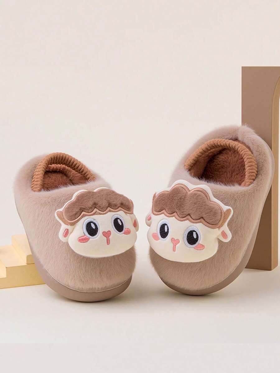 1 para dziecięcych kapci domowych, uroczy wzór misia, ciepłe i antypoślizgowe, odpowiednie dla chłopców i małych dzieci, jesień/zima - Szary - Zobacz 1