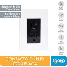 iGOTO PB105/2-B Contacto duplex aterrizados con Placa - Blanco - Ver 7