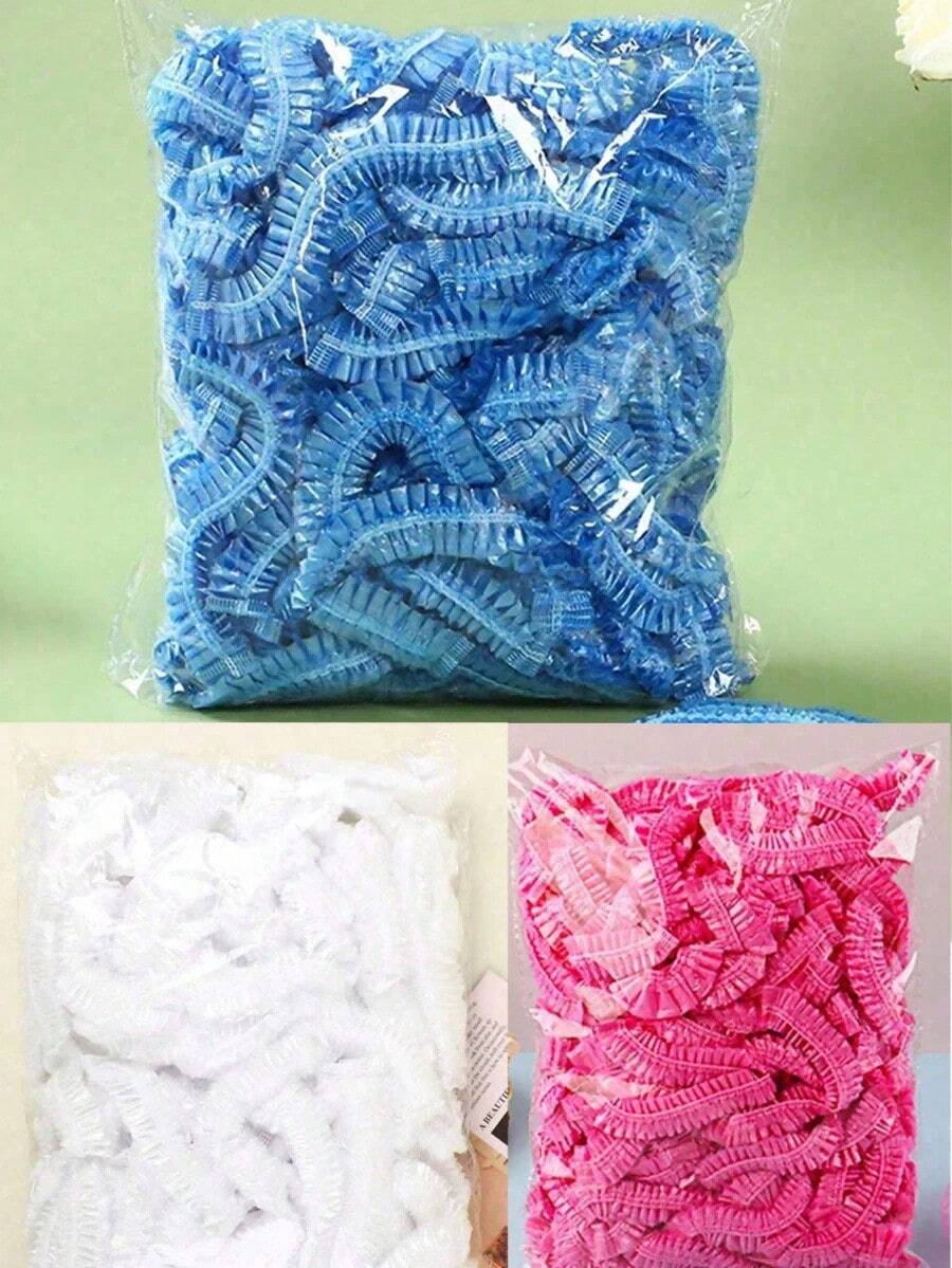 10/50/100pcs Women's Disposable Plastic Transparent Shower Cap[Approximately 50pcs, 100pcs], Bathroom, Waterproof, Essential Accessory For Hotel Travel, Used For Deep Hair Care And Cleaning, Home Bathroom Decoration