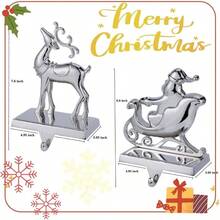 Set Of 4 Stocking Holder Mantel Reindeer And Sleigh Stocking Hangers Fireplace Metal Mantel Hooks Hanger Stocking Holder Set Of 4