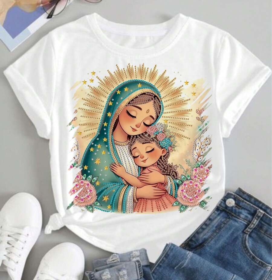 Women's T-Shirt Blouse VIRGIN MARY LOVING MOTHER Our Lady Christian CATHOLIC Church Jesus Gospel T Shirt Plus Size - trắng - Xem 1