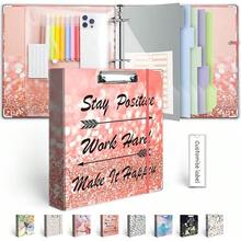 Carpeta organizadora de 3 anillos de 2.54, con portapapeles, 5 separadores con bolsillo, carpeta plástica, 18 etiquetas para divisores y porta bolígrafo (diseño Black Weeds, tamaño carta) - 01-Leopardo - Ver 18