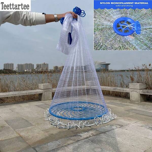 Teettartee Outdoor Fishing Throwing Net, Hand Cast Fishing Net For Catching Fish, Shrimp, Crab