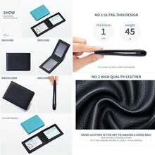 Cartera de Cuero Genuino para Documentos de Conducción de Automóviles, Licencia de Conducir, Tarjeta de Crédito, Funda, Porta Monedas, Cartera para Certificado de Vehículo - Negro - Ver 6