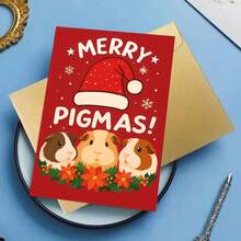 1pc "Guinea Pig - Themed Merry Pigmas" Greeting Card With Envelope - Charming Holiday Card For Pals, Christmas Spirit, Showing Warmth To Her/Him, Pal Christmas Gifts - Multicolor - View 5
