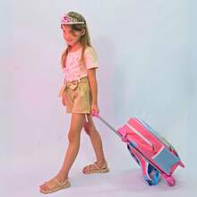 Pikuka Princess School Backpack Kit For Girls With Wheels + Thermal Lunch Box + Pencil Case Immediate Shipping - 彩色 - 查看 2