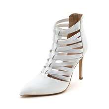 lunryet Women's Platform Heel Dance Boots Peep Toe Latin Salsa Ballroom Ankle Dance Shoes TINA-10 - 白色 - 查看 13