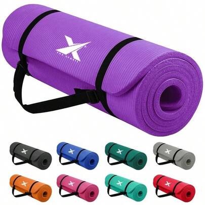 Xn8 Sports Yoga Mat 10mm Thick NBR Exercise Mat - Non-Tearable Pilates Mat With Extra Carry Strap- Lightweight Yoga Mats For Women Men For Aerobics, L