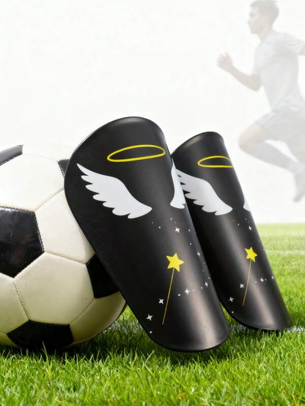 1 par de caneleiras de futebol anti-impacto com padrão cruzado e material ABS tamanho mini, joelheiras profissionais para futebol