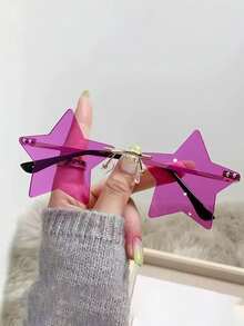 1 Pair Women's Metal Frameless Rhinestone Star Y2K Fashion Glasses, Suitable For Parties, Gatherings, Stage Performances, Fashion Outfits, Holiday Decorations - 金色 - 查看 20