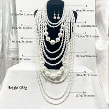 1 Set Multi-Layer ABS Pearl Necklace, White Jewelry, Luxury Gift For Women, Suitable For Party, Wedding, Prom, School - White Ten-layer Exaggerated Heavy Necklace - View 5