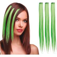 Fiestas Guirca Ensemble de cheveux synthétiques de 50 cm en couleurs jaune, bleu, orange, rouge, rose et vert, accessoires décoratifs pour bricolage et déguisements d'enfants, parfait pour projets créatifs, cosplay - Vert - Voir 1