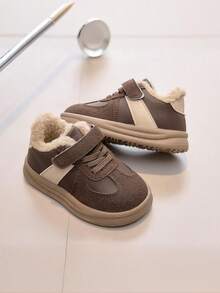 2-25岁儿童冬季休闲毛绒运动鞋，时尚幼儿保暖靴，儿童运动鞋 - 棕色 - 查看 4