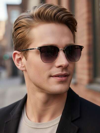 Unisex Square Fashion Glasses - Lightweight Metal Frame With Polycarbonate Lenses, Gray Decorative Lenses, Suitable For Men And Women, Casual And Stylish, Suitable For Daily Wear