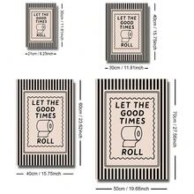 1pc Framed/Unframed Let The Good Times Roll Preppy Wall Art Poster Black Beige Striped Funny Bathroom Canvas Print Minimalist Toilet Aesthetic Dopamine Decor Funky Painting For Apartment,Living Room,Bedroom,Modern Home Decoration - Multicolor - View 6