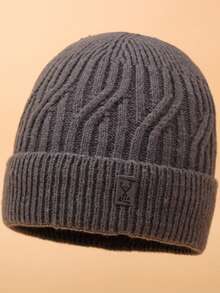 1 件中老年针织帽冬季骑行保暖防风滑雪帽韩版简约休闲耳罩