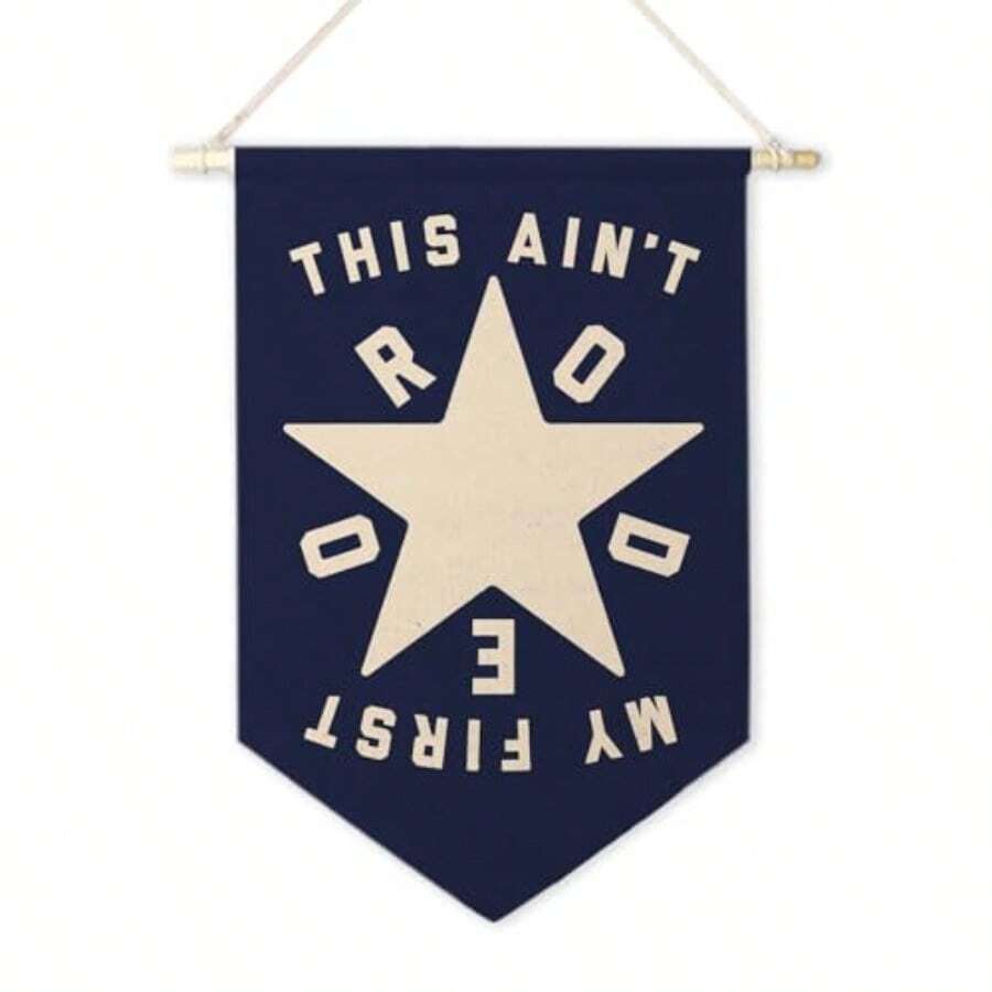 Western Cowboy Wall Canvas Banners For Nursery Decor This Ain't My First Rodeo Hanging Display Pennant Banner Flags In Navy Blue Ideal For ' Boys Toddler Room And Playroom Wall Art Decoration