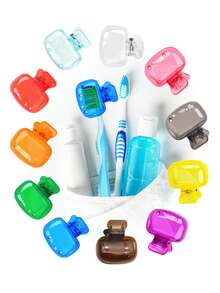 1pc/3pcs/5pcs Stylish Mini Cartoon Portable Travel Toothbrush Head Protector Case, Toothbrush Head Cover Storage Box, Keeps Your Toothbrush Clean During Trips, Dust-Proof Toothbrush Head Protective Box, Fits Most Manual & Electric Toothbrushes, Suitable For Bathroom, Gym, Travel, Vacation, Yacht, Beach, Outdoor Camping, Dorm