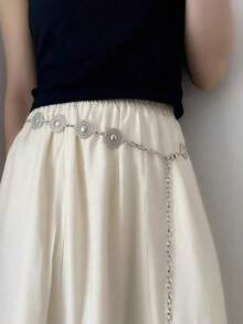 1 件波西米亚风格雕花金属腰带，适合夜间约会、派对、婚礼和节日等休闲场合，可搭配秋季、秋季、万圣节