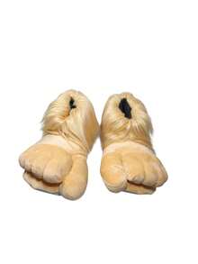 Pantuflas suaves y divertidas con forma de pie grande para adulto - Beis - Ver 5