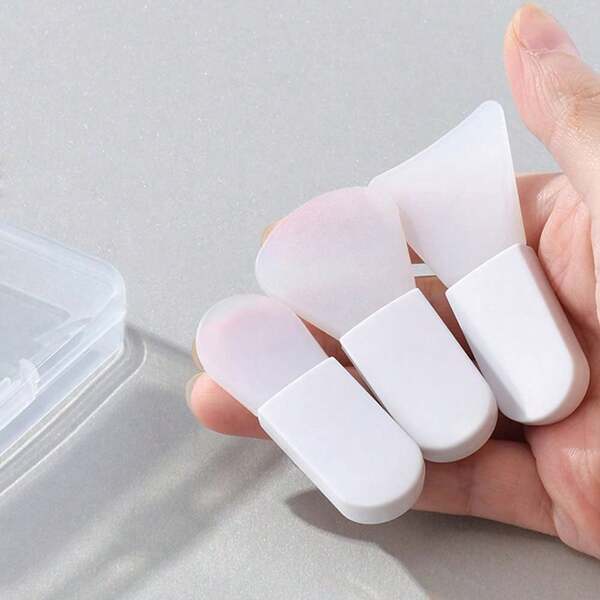 Mini cepillo facial de silicona con cabezal suave empaquetado por separado, tipo de aplicación corta. Herramienta de belleza facial para aplicar mascarillas faciales, maquillaje, cremas corporales. Juego de mini espátula de maquillaje portátil adecuado para mascarillas faciales, barro, lociones corporales.