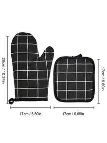 Oven Mitt Set, Heat Resistant Mat, Minimalist Style Heat Resistant Gloves, Thick Microwave Oven Gloves, Non-Slip Grip Surface And Loop For Hanging, Kitchen Supplies, Kitchen Tools, Accessories - Multicolor - View 15