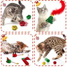 3 Pack Cat Wand Toy, Rainbow Cat Feather Toys With Bells, Teaser Wand With Soft Furry Tail, Interactive Toys For Indoor Cats & Kitten & Kitty - G-聖誕節-10件 - 查看 4