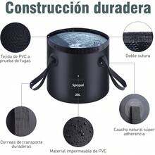 Cubo Plegable Ultraligero para Exteriores con Asa de 20L (5.2 Galones), Portátil para Pesca, Acampar, Playa, Baño y Jardinería - Negro - Ver 9