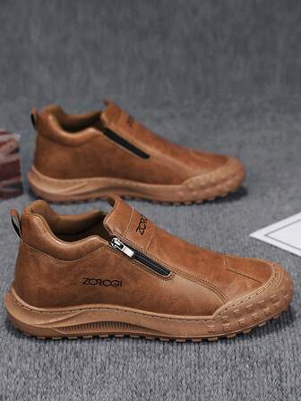 Men's Casual Sports Shoes, Outdoor Leather Shoes, Fashionable Zipper Low-Top Ankle Boots, Waterproof Leather Boots, Casual Loafers, Waterproof Non-Slip Sneakers, Fashion Thick-Soled Elevator Shoes, Retro Style Double Zipper Personalized Distressed Color Leather Shoes, Waterproof Leather Low-Top Boots