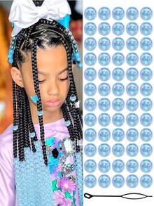 Set de 60 piezas de gomas para el cabello con cuentas de colores caramelo, accesorios con estilo callejero lindo y punk para niñas - Multicolor - Ver 14