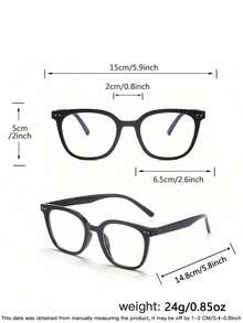 1 Pair Men's Classic Square Back To School Black Eyeglasses, Blue Light Blocking Clear Lens Glasses For Computer, TV, Gaming, Smartphone Use, Eye Protection Against Visual Fatigue - 彩色 - 查看 4