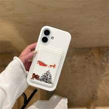 1pc Reindeer Christmas Pattern Black/White/Silver/Brown/Pink PU Leather Wallet Card Holder Magnetic Phone Case Fit For IPhone 17/16/15/14/13/12/11, Magnetic Wallet Card Holder Phone Accessories Compatible With Android And Most Smartphone,Gifts For Mother, Family, Friends, Kids, Birthday, Holiday Case Accessories Phone Case Magnets