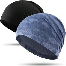 2Pack Cooling Skull Caps For Men And Women Breathable 3D Mesh Running Caps For Cycling Gym And Summer - BlackcamoBlue - Xem 2