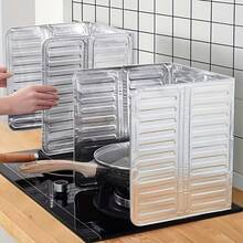 1pc Kitchen Stove Splash Guard, Aluminum Alloy Foldable Splash Proof Oil Baffle, Heat Resistant Cooking Splash Protector, Protects Countertop And Walls, Kitchen Cooking Oil Splash Guard - Multicolor - View 1