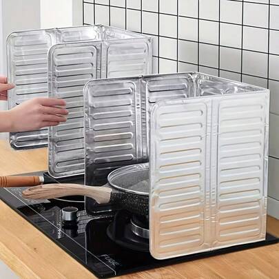 1 件厨房炉灶防溅罩，铝合金可折叠防溅油挡板，耐热烹饪防溅保护器，保护台面和墙壁，厨房烹饪油防溅罩